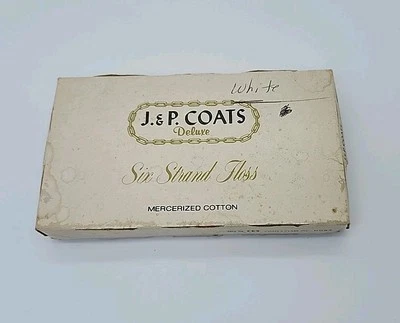 Lot Of 24 Skeins white J.&P. Coats Deluxe SIX Strand Floss Mercerized Cotton Box - Image 1 of 4