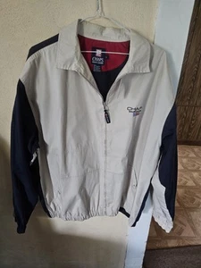 Vintage Chaps Ralph Lauren Windbreaker Large Beige Blue Full Zip - Picture 1 of 4