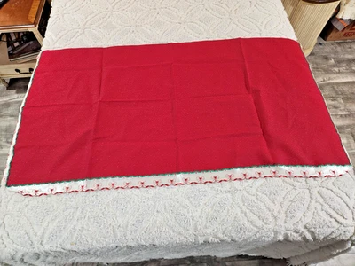 Tela artesanal navideña vintage/cenefa cinta floral roja 54" por 28" hecha a mano Foto 1 de 4