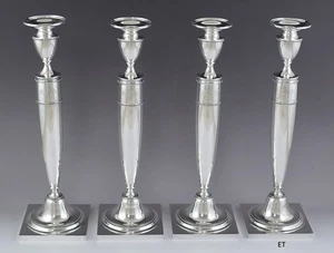 1923 beeindruckendes Set 4 weiße Sterling Silber große Kerzenständer - Bild 1 von 7