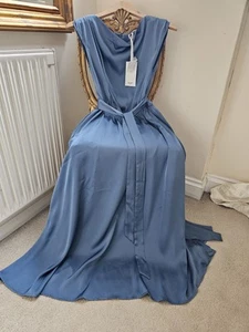 New Grace Karin Blue A-Line Belted Midi Dress with Side Pockets Size S. - Picture 1 of 10