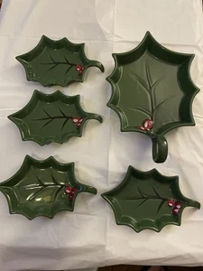 5er Set Temp-tations by Tara Cardinal Stechpalmenblatt Vorspeisenteller Weihnachten - Bild 1 von 6