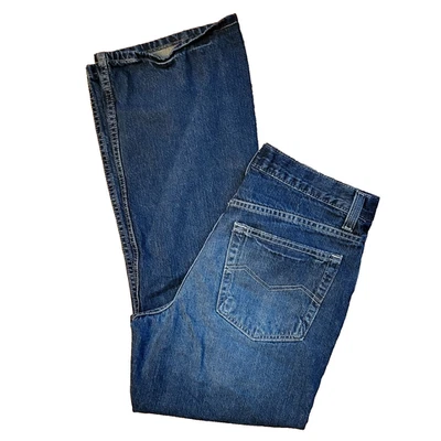 Jeans masculino camelo vermelho real 32x29 azul lavagem média perna reta - Imagem 1 de 4
