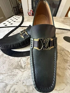 EUC Louis Vuitton Montaigne Black  Loafers shoes LV 12 US Men"s Size 13 - Picture 1 of 11