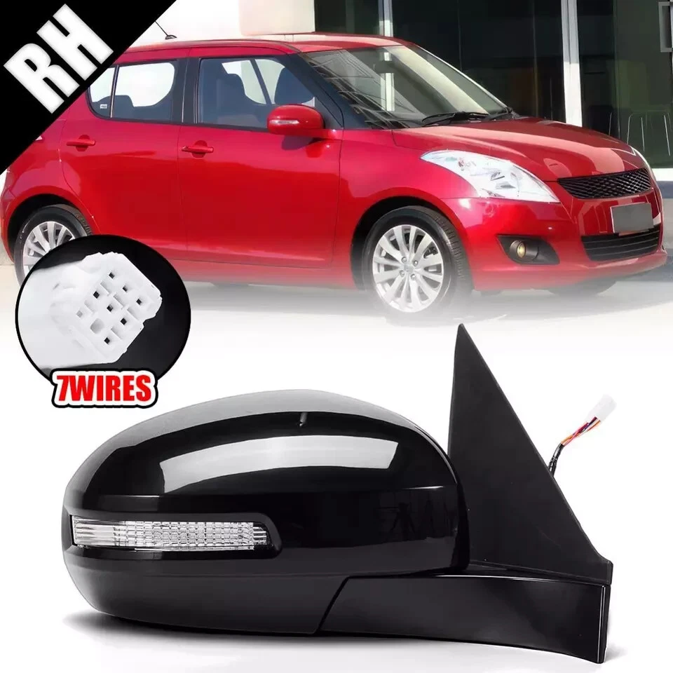 Espejo retrovisor lateral 7 cables lado derecho con luz de señal de giro para Suzuki Swift 2012-2017  Foto 1 de 4