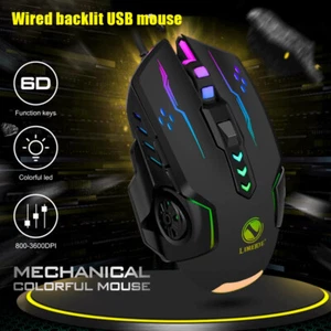 V7 USB Wired Gaming Glowing Mouse 3600dpi 6 Buttons Backlit E-sports Mouse - Picture 1 of 22