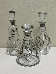 Juego de jarra de vino de licor de cristal bohemio vintage (3) nueva 12" - Imagen 1 de 13