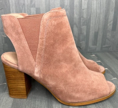 Botines Anthropologie Rosa Para Mujer Talla 10 M Gamuza Punta abierta Tacón bloque Foto 1 de 4