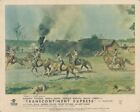Transcontinent Express original lobby card Indians on horses attack train