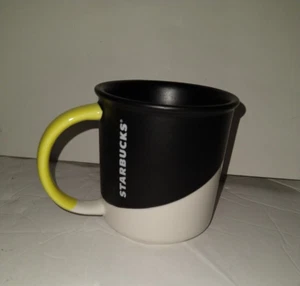Starbucks Black White Yellow Handle Mug  - Picture 1 of 7