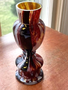 Loetz Harrache Marmoriertes Marbled Brown Onyx Glass Vase w/ Gold - Picture 1 of 14