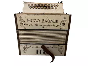 Vintage Hugo Rauner Button Accordion - Working, Needs Tuning - Collectible - Picture 1 of 15