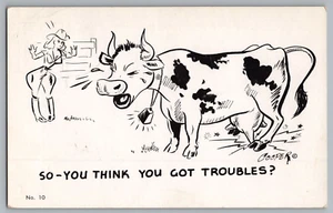 Comic Woman and Cow Postcard - Picture 1 of 2