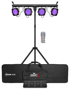 Chauvet DJ 4BAR ILS Lighting System w/(4) Par Lights+Stand+Footswitch+Bag+Remote - Picture 1 of 12