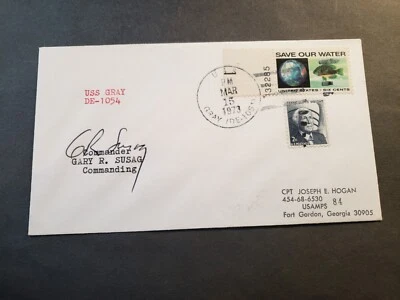 Escort Destroyer USS GRIS DE-1054 cubierta naval 1973 firmada Foto 1 de 2