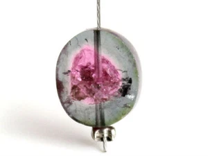 3,30 ctw Natürliche Wassermelone Turmalin Scheibe Mitte Gebohrt Edelstein Perle - Bild 1 von 5