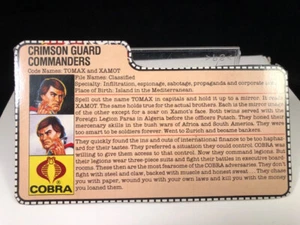 1984 Hasbro G.I. Joe: A Real American Hero C.G. Cmmdrs TOMAX & XAMOT File Card - Imagen 1 de 2