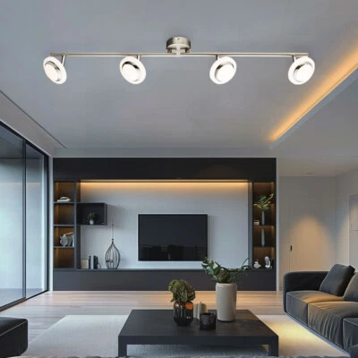 Plafoniera Lampada Spot Orientabile LED Lampada da Soggiorno Cromo L 80 CM - Immagine 1 di 4