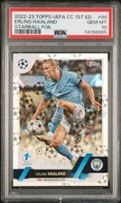 2022-23 Topps UEFA Erling Haaland 1st Edition Starball Foil #99 PSA 10 Low pop