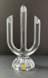 Vtg Blekristall W. Germany Crystal Tri Candelabra Rare Candle Holder w/ Label - Picture 1 of 8