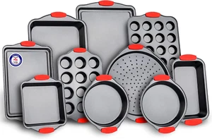 Baking Set – 10 Piece Kitchen Oven Bakeware Set – Deluxe Non-Stick Blue Coating - Picture 1 of 8