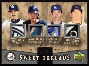 2004 Sweet Spot Threads Quad Nevin Sexson verde Todd Helton /15 LOGO PATCH GW - Foto 1 di 2