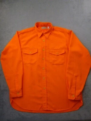 LL Bean Shirt Mens Large 16-16 1/2 Button Up Orange Allagash Flannel Made in USA - Image 1 of 4