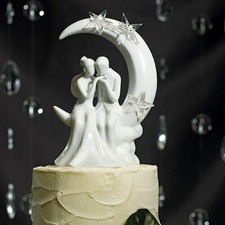 Topper per Torte Nuziali Luna E Stars Romantico Porcellana Bianca