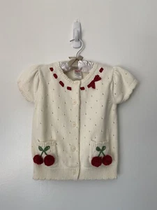 NWT Gymboree Girls Cherry Cardigan Sweater 5 White - Picture 1 of 3