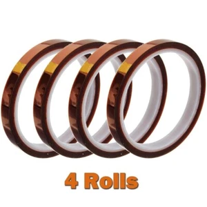 4 Rolls 10mm x30m(100ft)High Temperature Heat Resistant Tape No Residue Heat Tra - Picture 1 of 12