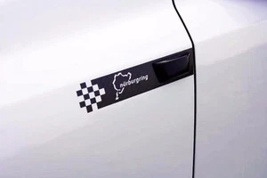 Par de calcomanías de vinilo a rayas negras NURBURGRING a rayas negras con bandera a cuadros - Imagen 1 de 3