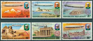 Malagasy 1976 CTO Aviation Stamps Zeppelins Graf Zeppelin Pyramids 6v Set - Picture 1 of 1