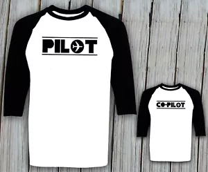 Pilot Co-Pilot Matching T Shirts Raglan Matching Set Funny Dad Father Son Tee - Picture 1 of 3