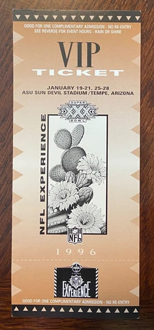 SUPER BOWL 30 NFL EXPERIENCE VIP TICKET Cowboys / Steelers ASU SUN DEVIL STADIUM Cover