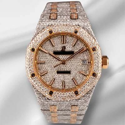 Audemars Piguet Royal Oak 37mm Rose Gold/ Steel Watch Iced 22ct Diamonds 15450SR - Image 1 of 4