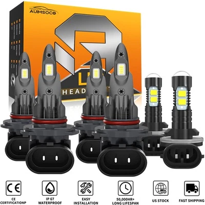6x LED Headlight Fog Light Bulbs Combo Kit For Chevrolet Cavalier 1995 1997-1999 - Image 1 of 4