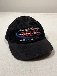 Vtg Detroit Grand Prix Strap Back Hat XIX Ford Motor Company 2000 Black - Picture 1 of 5