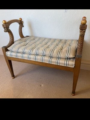 Baker Furniture Matched PAIR Vintage Carved Dolphins Window/Hall Bench Seats. A+ - Image 1 of 4