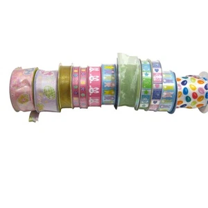 12 Rolls mostly New Satin Easter Gift Wrap Crafting Sewing Ribbon Spools - Picture 1 of 3