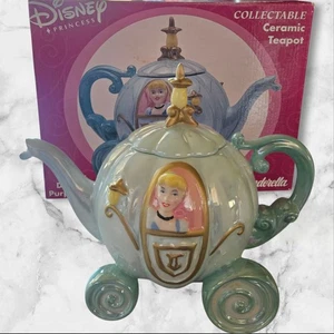 Disney Principessa Cenerentola Carrozza Teiera Ceramica con Scatola Originale Da Collezione - Foto 1 di 15