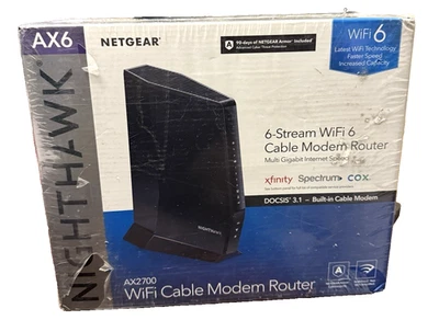 NETGEAR CAX30 AX2700 Nighthawk DOCSIS 3.1 2.7Gbps WiFi Cable Modem Router. NIB - Image 1 of 3