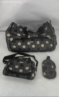 Lote de 3 etiquetas negro beige lunares 2 ruedas bolsa de hombro de viaje bolsa de lona Foto 1 de 4