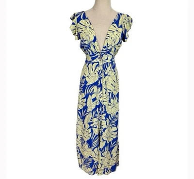 Vestido Maaji Wildest Dream Azul Floral Maxi Beach Resort Talla S Foto 1 de 4