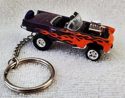 Llavero Ford Thunderbird 1956 T-bird Hot Rod púrpura naranja llamas llavero Foto 1 de 4