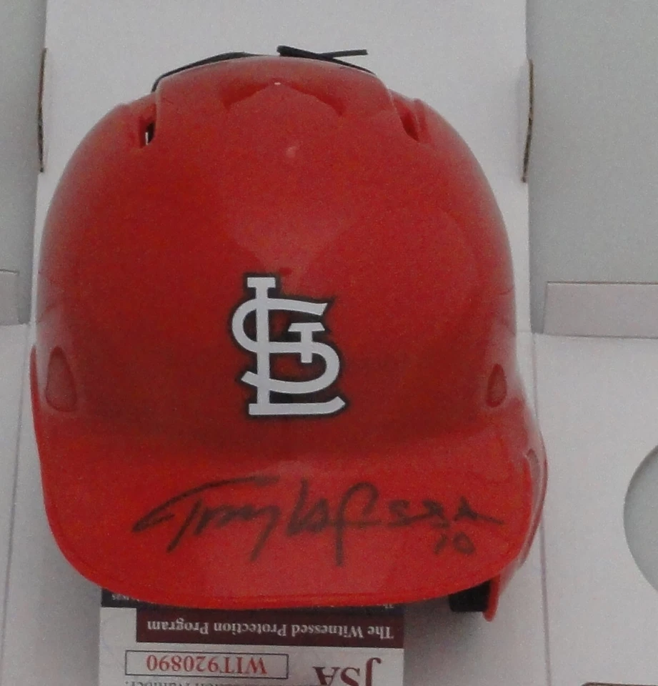 Cardinals TONY LARUSSA Signed Rawlings Baseball Mini Helmet AUTO - JSA - Image 1 of 1