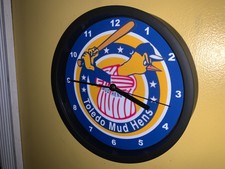 Toledo Mud Hens Throwback Baseball Bar Man Cave Wall Clock Sign