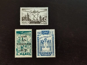 &2351/ Französisch Marokko - 1945 - Mi 214 232 233 | Yv 238 239 PA 57 - MNH MH - Bild 1 von 1