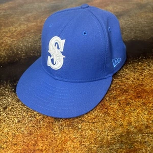 Seattle Mariners New Era 59Fifty 7 1/8 Vintage Hat Cap Made In USA 100% Wool - Picture 1 of 7