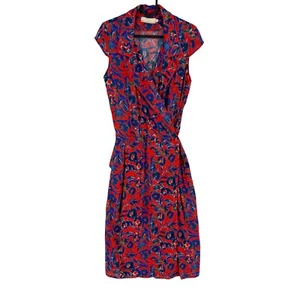 LA FEE MARABOUTEE Women Dark Red Floral Sleeveless Wrap Up Dress Size 1 / S - Picture 1 of 8