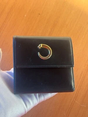 Cartera de cuero Cartier vintage con logotipo plateado triple acento justo pobre Foto 1 de 4